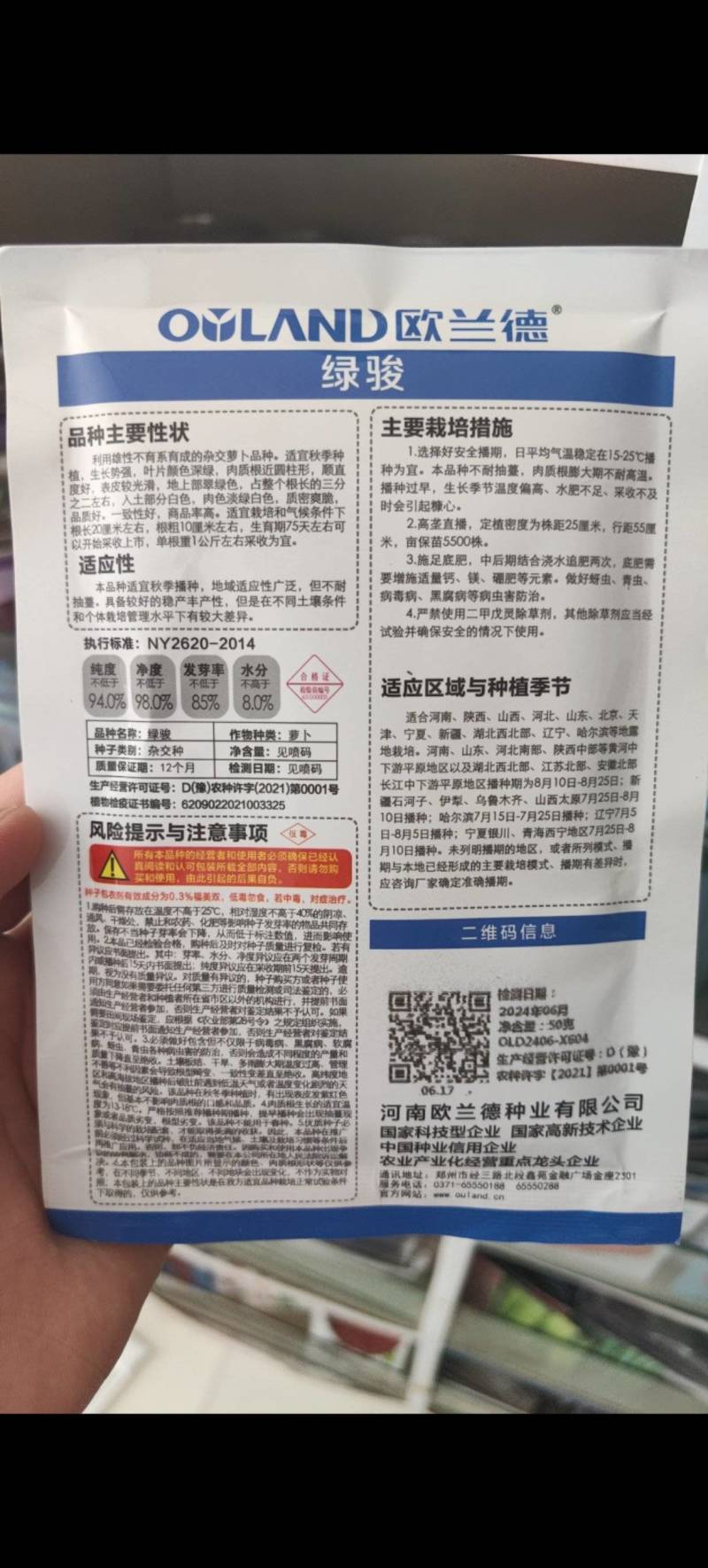 欧兰德绿骏萝卜种子高品质杂交绿皮绿肉秋季基地水果萝卜种子