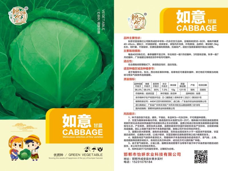 如意绿甘蓝种子抗病抗裂高产圆包菜种子蔬菜种子