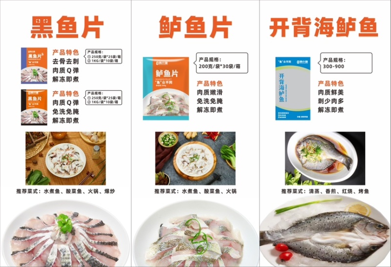 免浆黑鱼片250g*25/袋冻品半成品
