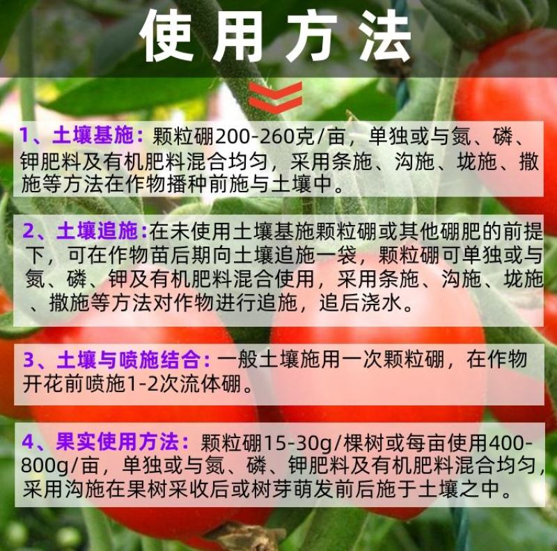 诺基尔颗粒硼硼肥促花保果果树蔬菜大田通用