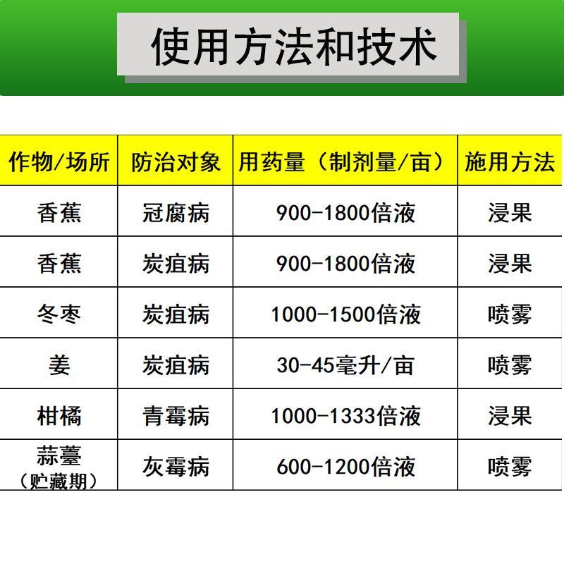 450克/升咪鲜胺杀菌剂香蕉冠腐病冬枣姜炭疽病柑橘青霉病