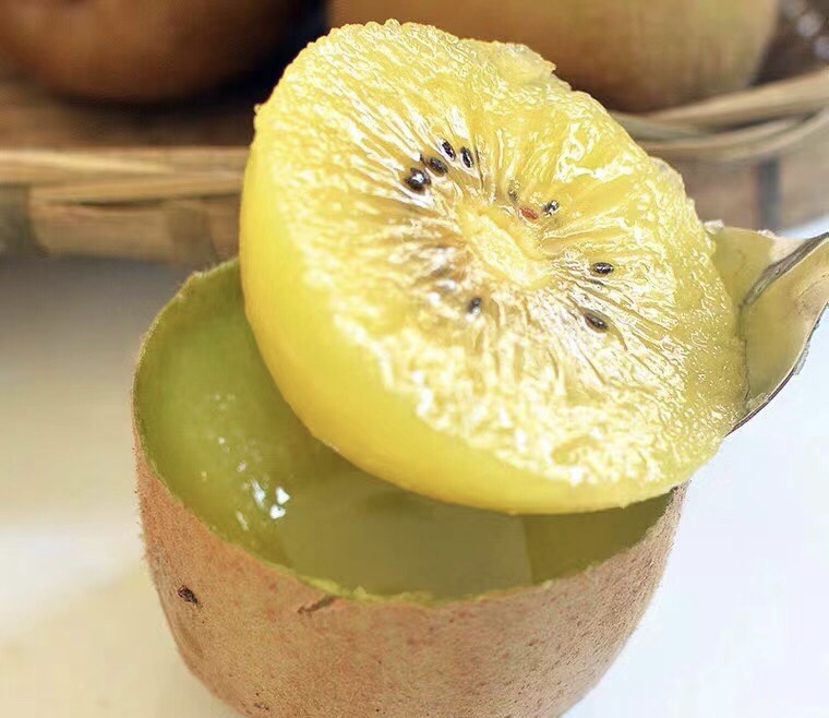 黄心猕猴桃切片与酸奶、燕麦搭配,是一款低GI健康早餐或加餐组合 黄心猕猴桃与酸奶搭配示意图