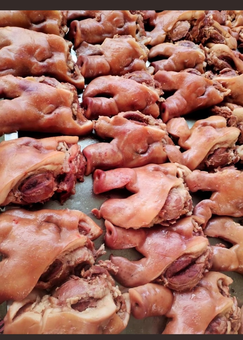 全熟猪头肉干净无毛开袋即食五香味，冷藏冷冻熟食，卤猪头肉