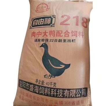 湖南肉鸭全价配合饲料爱吃肯长血羽周期短厂家批发80斤