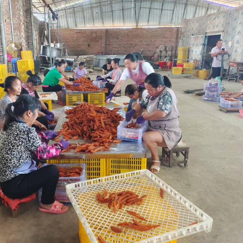 红薯干加工厂一手货源电商商超批发市场直供源头紫条小香薯干