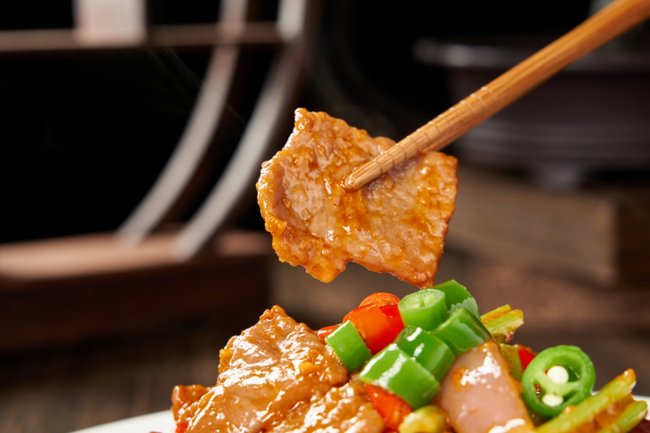 新疆辣皮子炒牛肉成品图