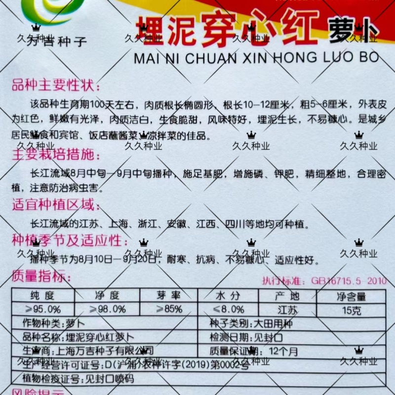 埋泥穿心红萝卜种子红到心萝卜种籽春秋播蔬菜甜脆水果紫萝卜