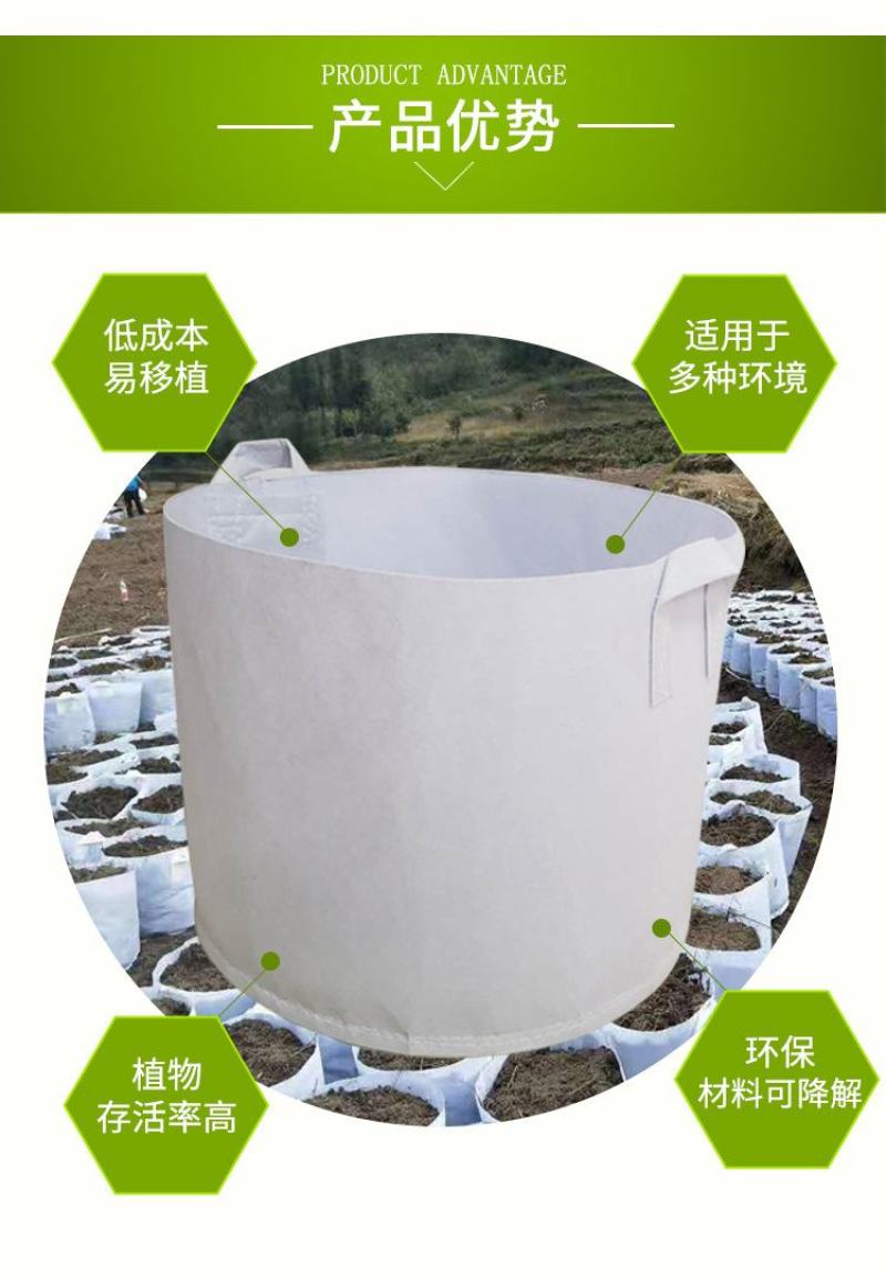 无纺布种植袋加厚美植袋植树袋园艺花卉植树营养蔬菜育苗花盆