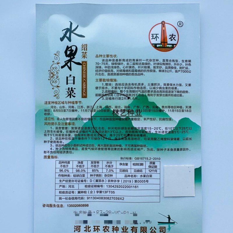 水果白菜种子直筒青麻叶型白菜籽高产量抗病早熟秋季蔬菜种籽