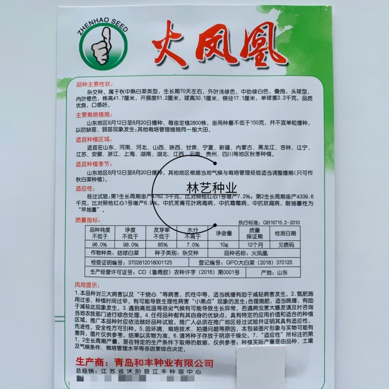 火凤凰大白菜种子抗病高产高钙橘红心农家大田易种植蔬菜种子