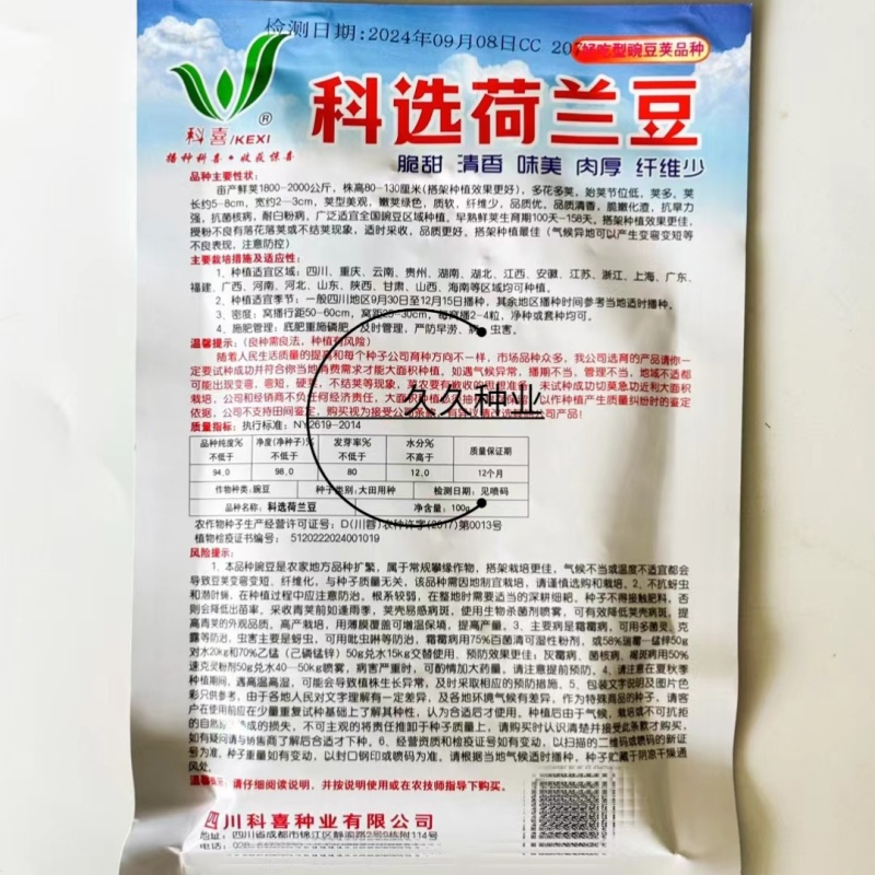 科选荷兰豆种子嫩脆清香荷兰豆大荚豌豆种籽高产农家大田蔬菜