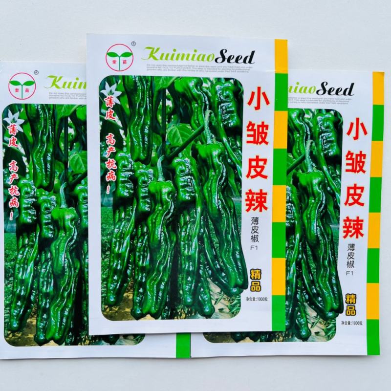 奎苗小皱皮辣薄皮辣椒种子早熟皱皱辣深绿色辣味香浓抗病春秋