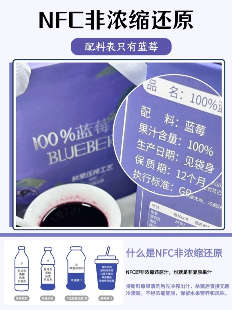 100%NFC蓝莓原汁，护眼神器一袋喝掉158颗蓝莓