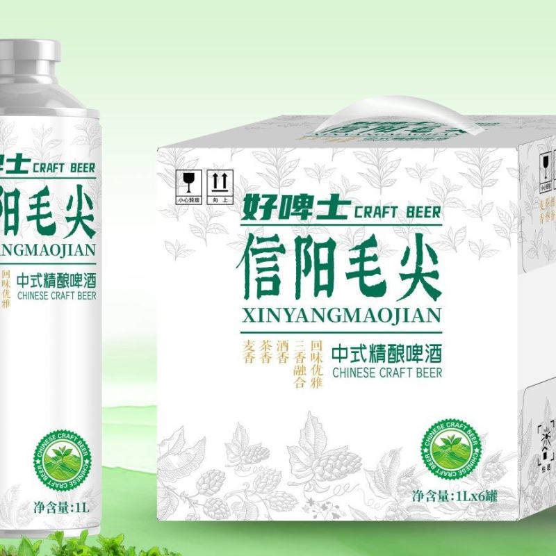 茶啤酒信阳毛尖精酿啤酒。一升罐装500毫升，320