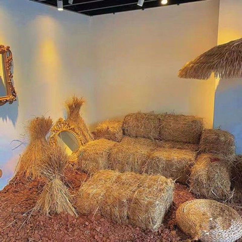 草垛干稻草农家乐稻草装饰干稻草方形圆形草垛子拍摄道具草垛
