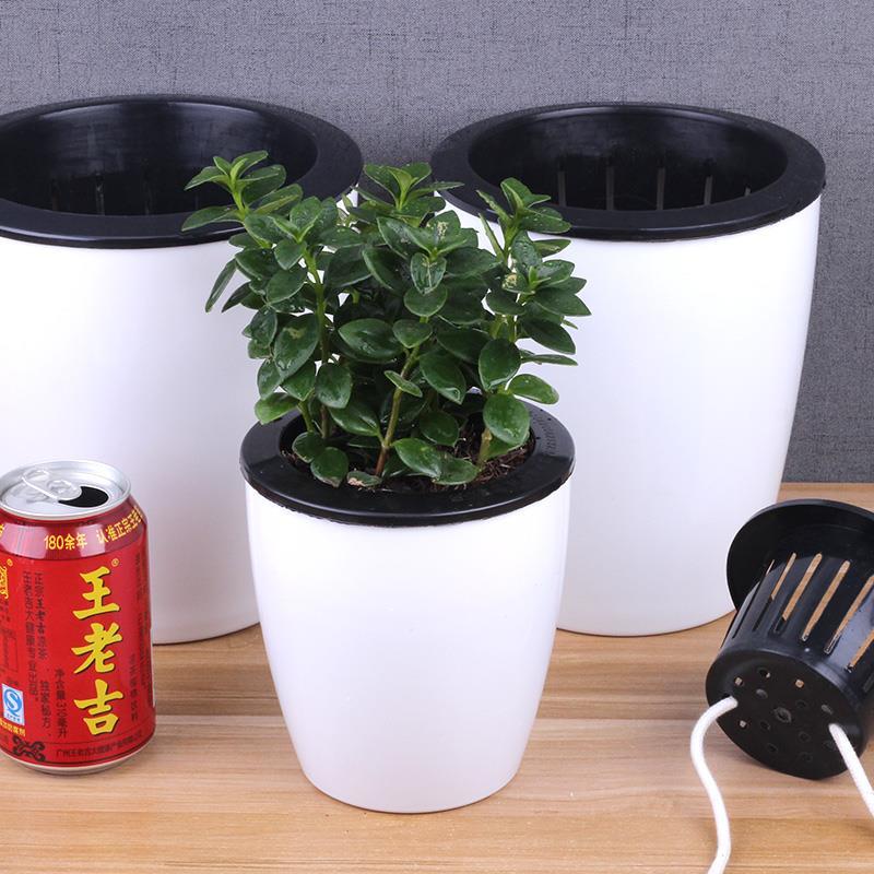 懒人花盆自动吸水仿陶瓷塑料花盆绿萝水培大号树脂多色盆