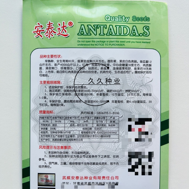 甜红玉2号甜瓜种子早熟高产抗病高甜圆果白皮红肉农家春秋香