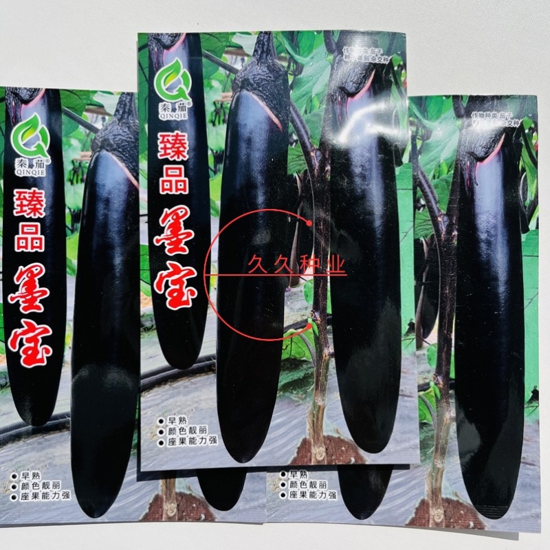 臻品墨宝黑长茄种子墨茄种籽早熟油亮抗性强味微甜皮薄籽少茄