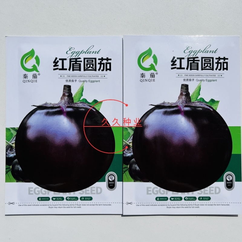 红盾圆茄种子果皮紫红色果肉鲜嫩大果高圆形茄子种籽子少籽