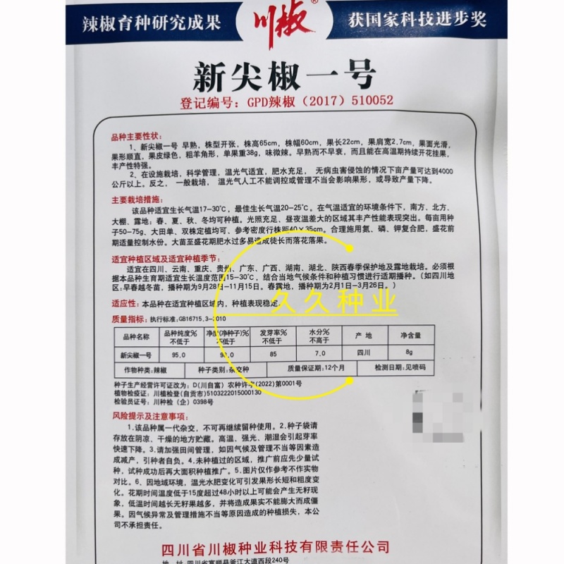 新尖椒一号辣椒种子早熟丰产粗羊角型辣椒种子微辣羊角形
