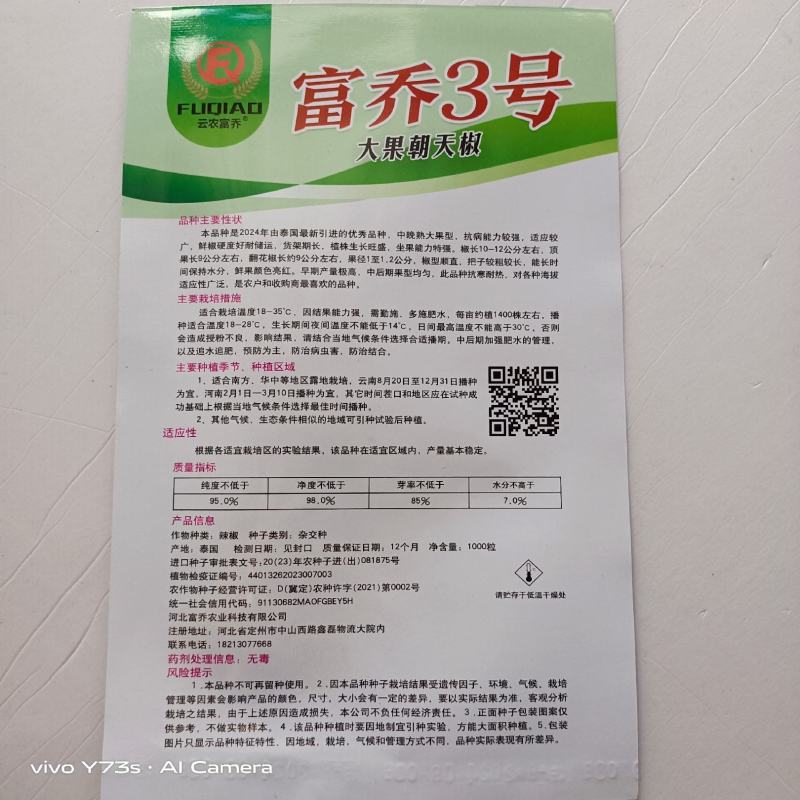 基地热销泰国富乔三号中晚熟大果朝天椒种子青红两用辣椒种籽