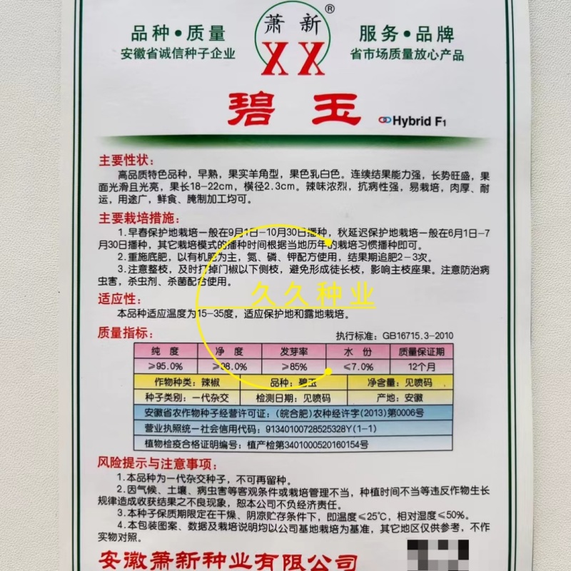 萧新碧玉辣椒种子籽早熟高产坐果能力强辣椒种子大田种植