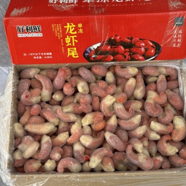 二级9斤装3.2下料单冻龙虾尾，直条，量大从优