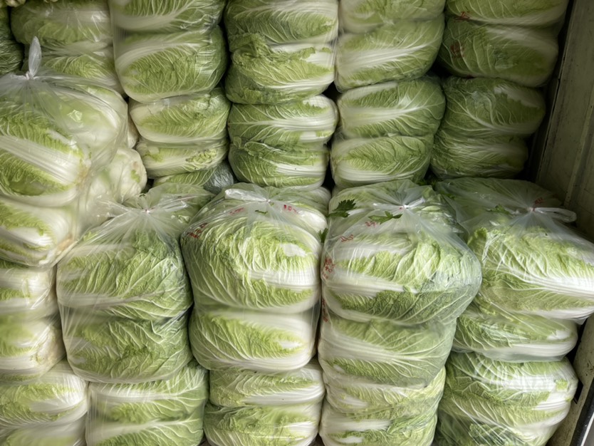 湖北黄心白菜批发市场交易现场