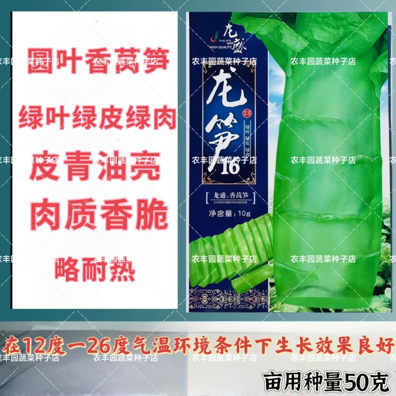 龙笋16莴笋种子圆叶绿皮绿肉香莴笋种子半高桩长棒肉质香脆