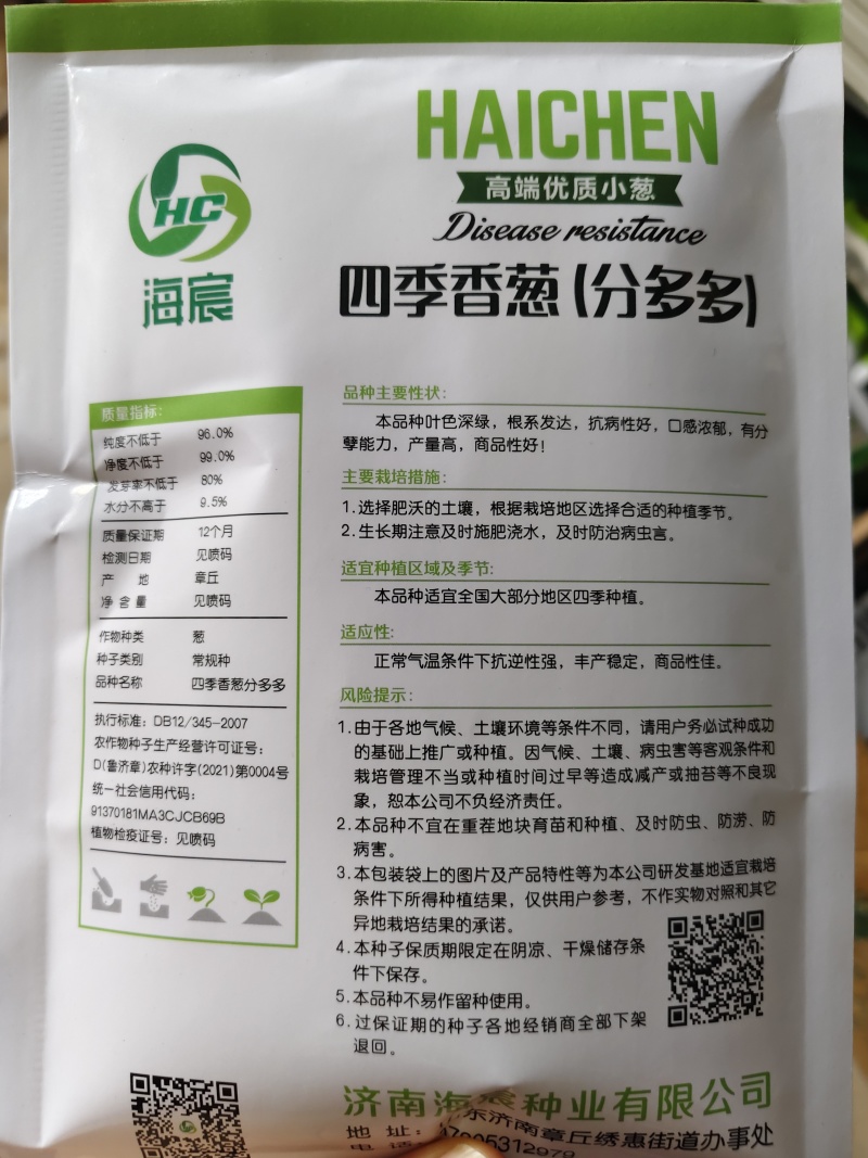 小分葱种子分多多浓香型葱种子耐热耐寒性强，不易出现枯叶