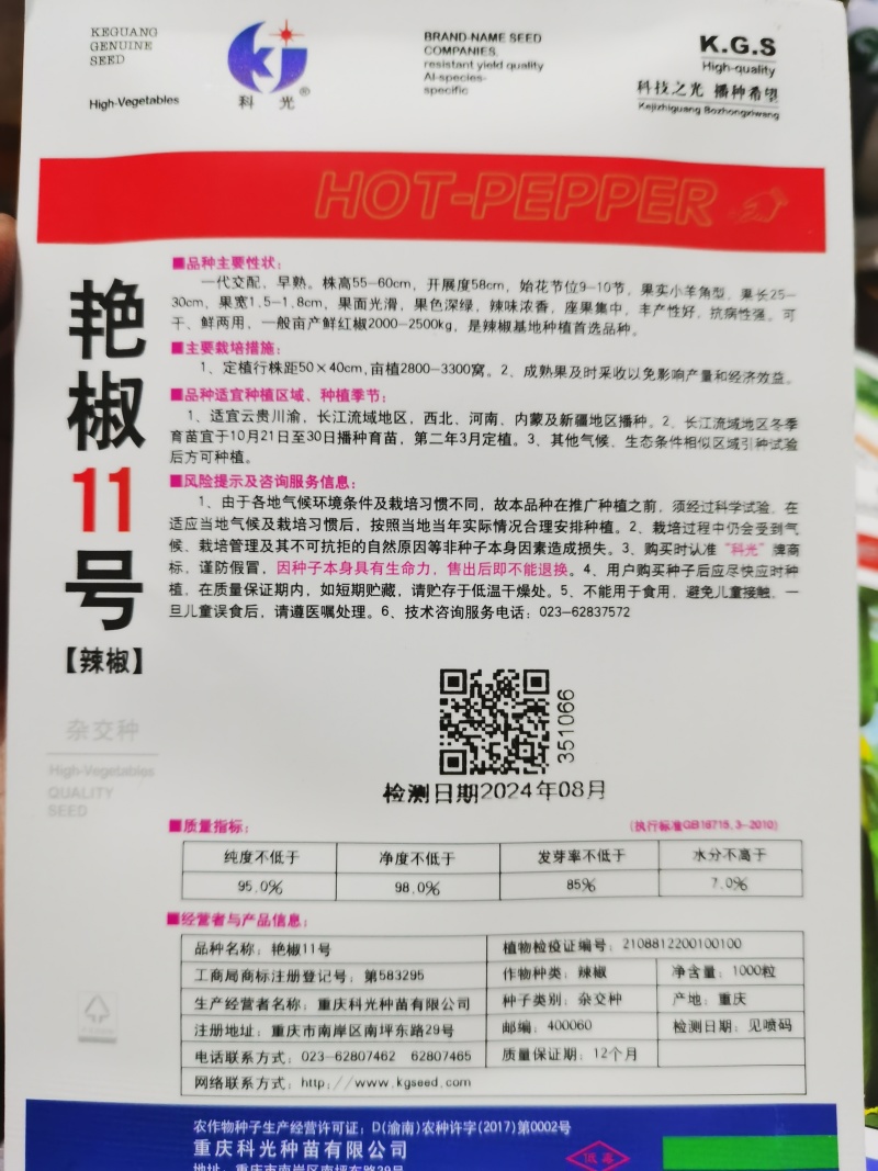 艳椒11号香辣66干鲜两用高辣度香辣抗病一代杂交