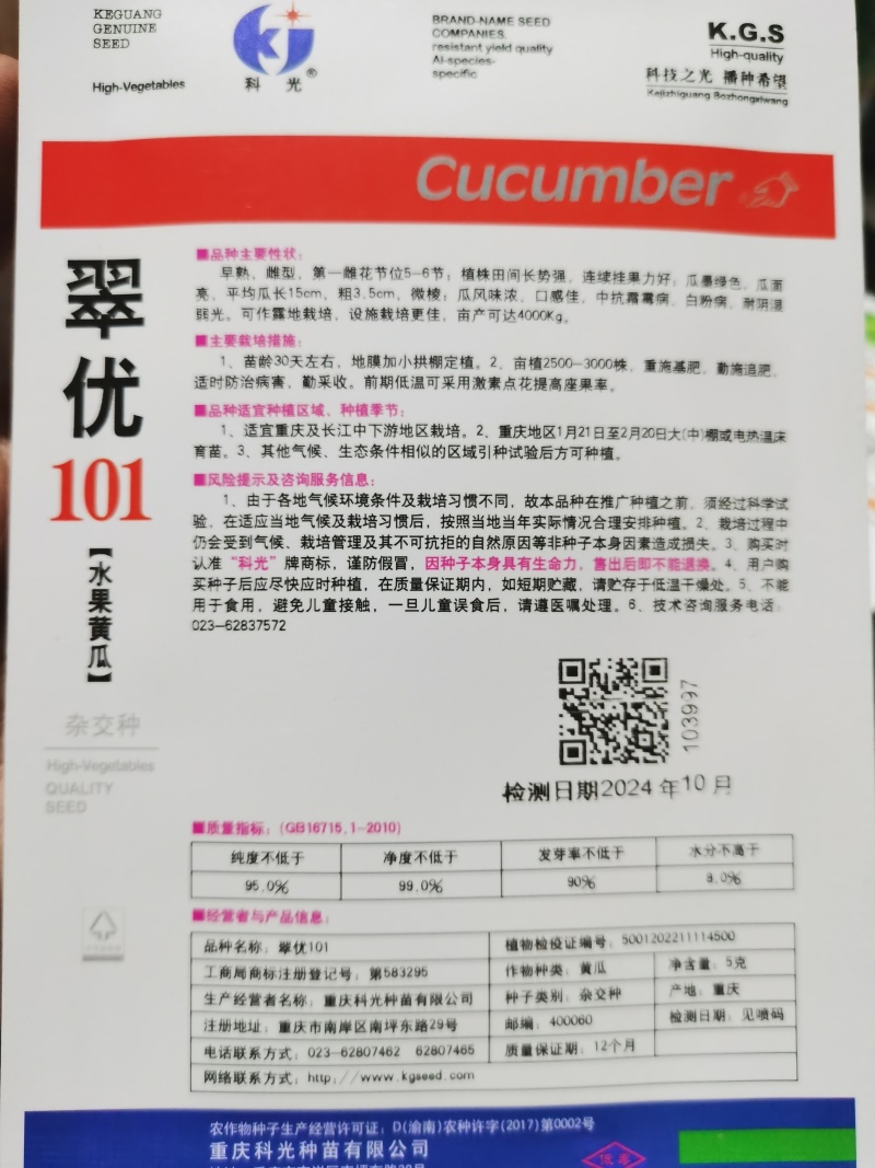 翠优1号3号君优1号珍白系列水果黄瓜种子