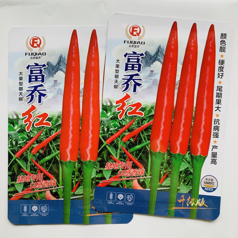 富乔红朝天椒种子抗寒耐热抗病香辣大果型朝天椒种子硬度好辣
