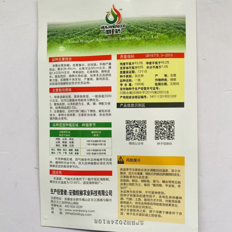 徽骄一线辣椒种子早熟高产长果条椒种子抗性强香辣味美长线椒