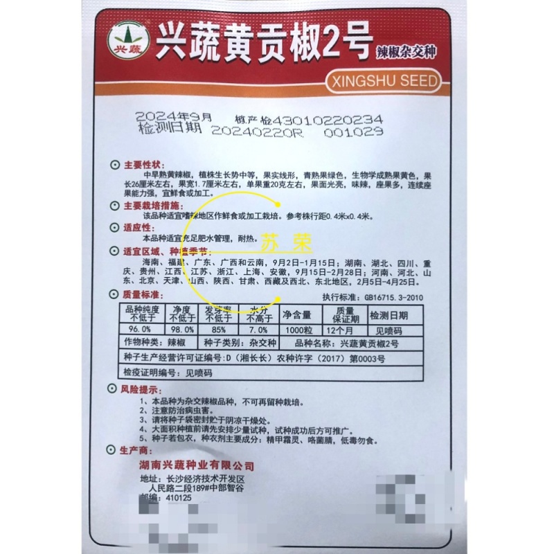 兴蔬黄贡椒2号辣椒种子中早熟黄皮辣椒种籽黄贡椒种孑黄线椒