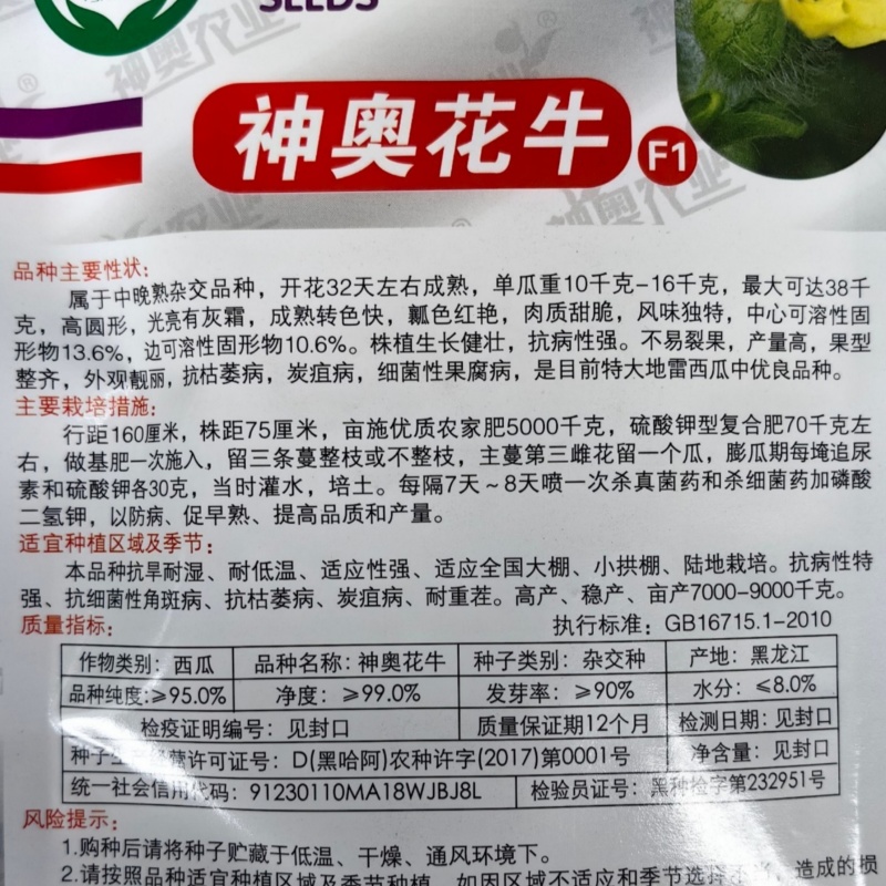 黑皮大西瓜种子神奥花牛中晚熟红瓤高产大果高圆黑麒麟西瓜种