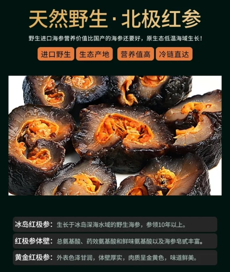北极红参圈即食海参