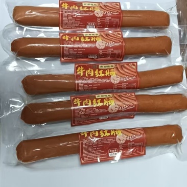 南阳黄牛清真牛肉红肠150克/根，开袋即食香肠大块牛肉肠