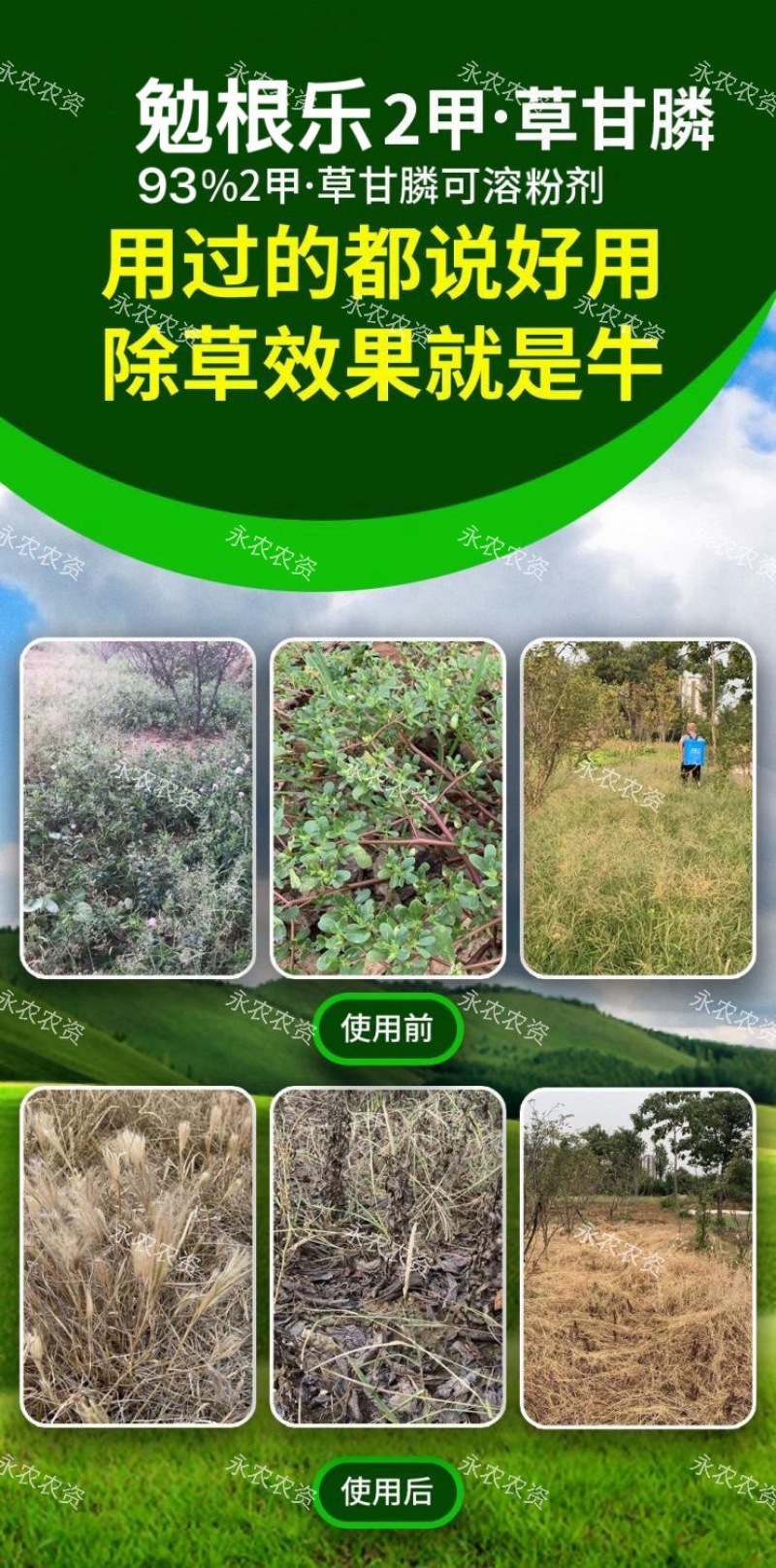 丰化勉根乐93%2甲·草甘膦2甲4氯钠草甘膦非耕地除草剂