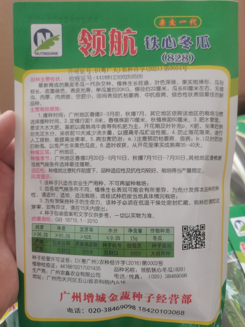 铁心领航828冬瓜种子，包邮，一袋260粒