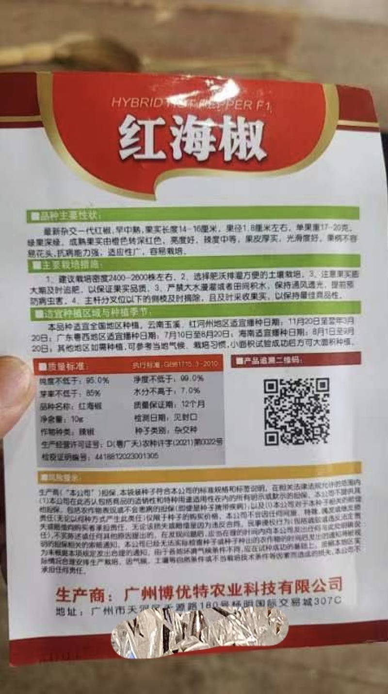美人椒种子一代杂交早中熟16厘长20克重亩苗2600棵