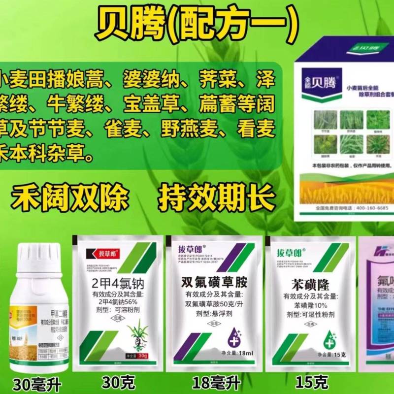 小麦除草剂套餐特别针对节节麦燕麦雀麦专杀麦田杂草杀光
