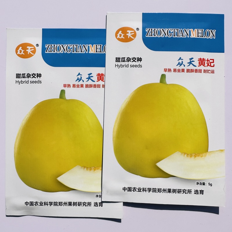 众天黄妃甜瓜种子薄皮早熟脆酥香甜梨形黄皮香瓜种籽脆甜水果