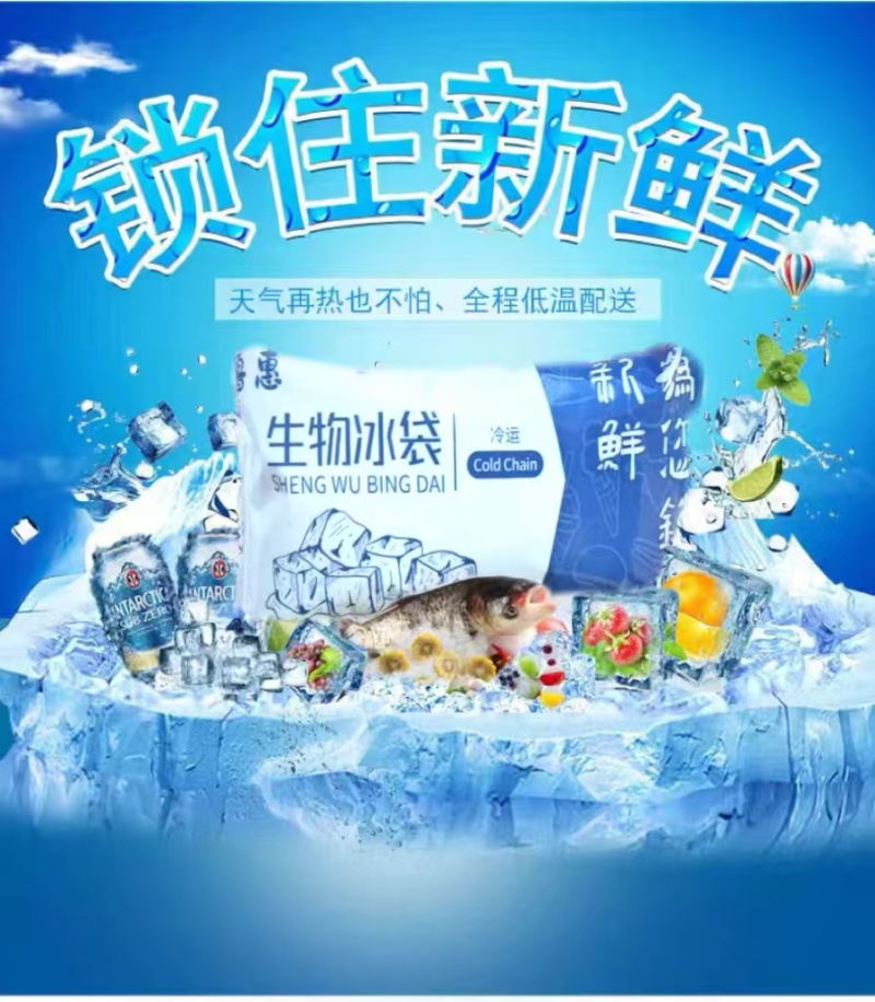 生物冰袋反复使用无需注水夏季保鲜冷藏水果食品海鲜快递运输