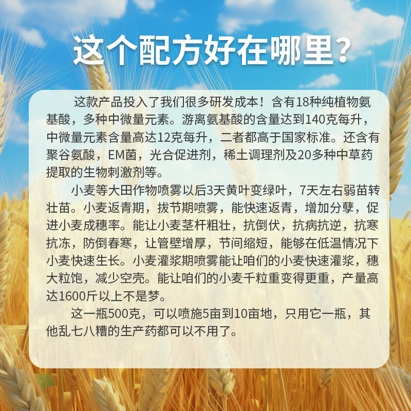 麦喜多含氨基酸水溶肥料高产小麦肥料厂家直销