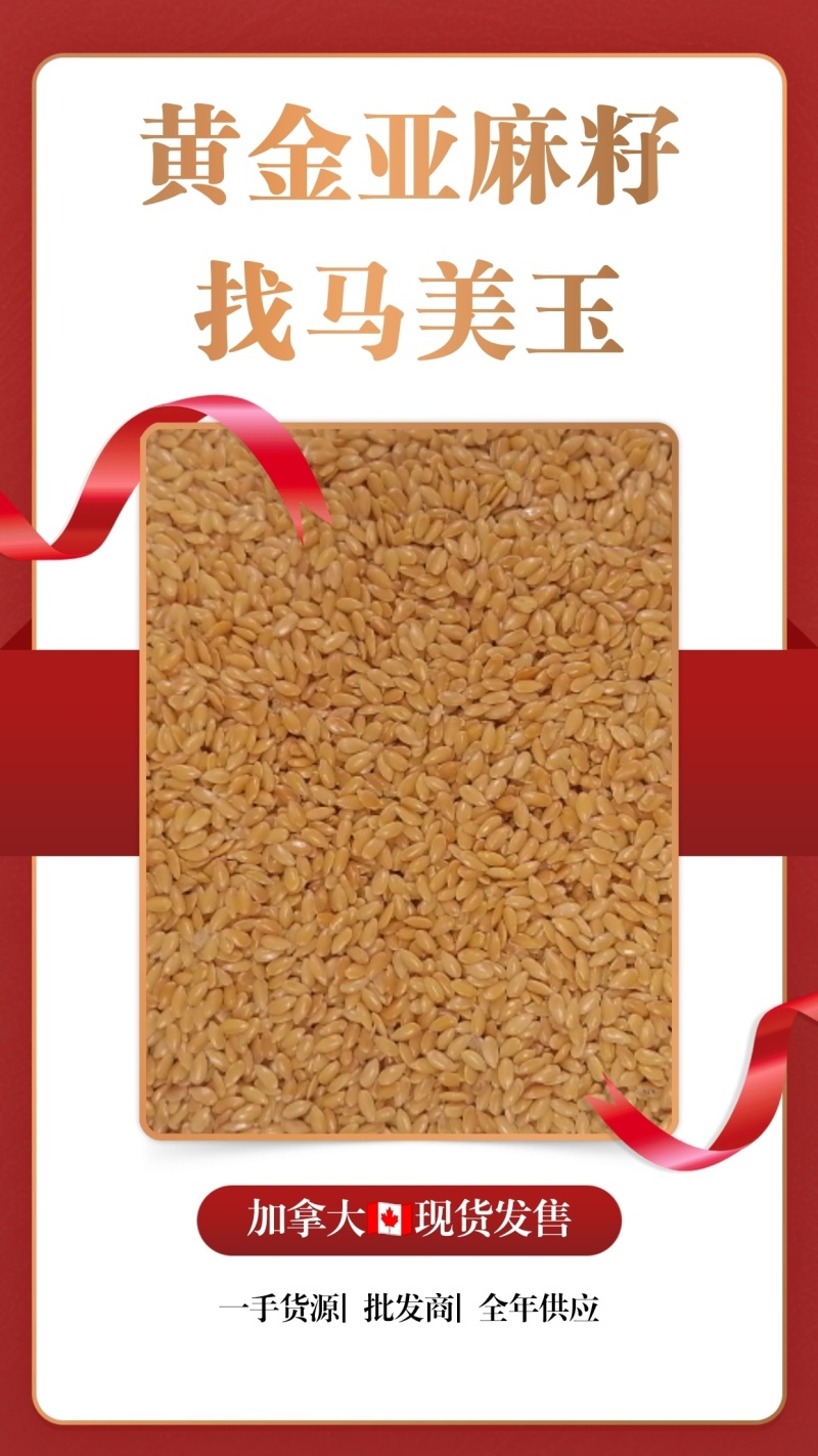 黄金亚麻籽，富含Omega-3，精品色选加工，品质保障