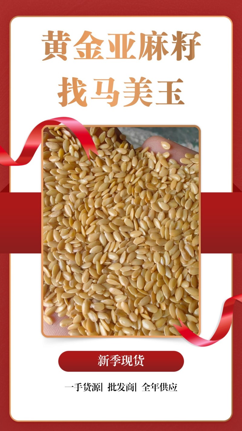 黄金亚麻籽，富含Omega-3，精品色选加工，品质保障
