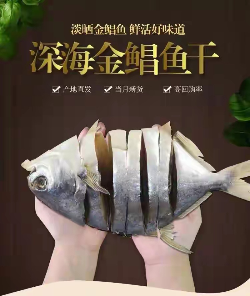 广东特产深海金鲳鱼干，一手货源，自产自销5两6两7两