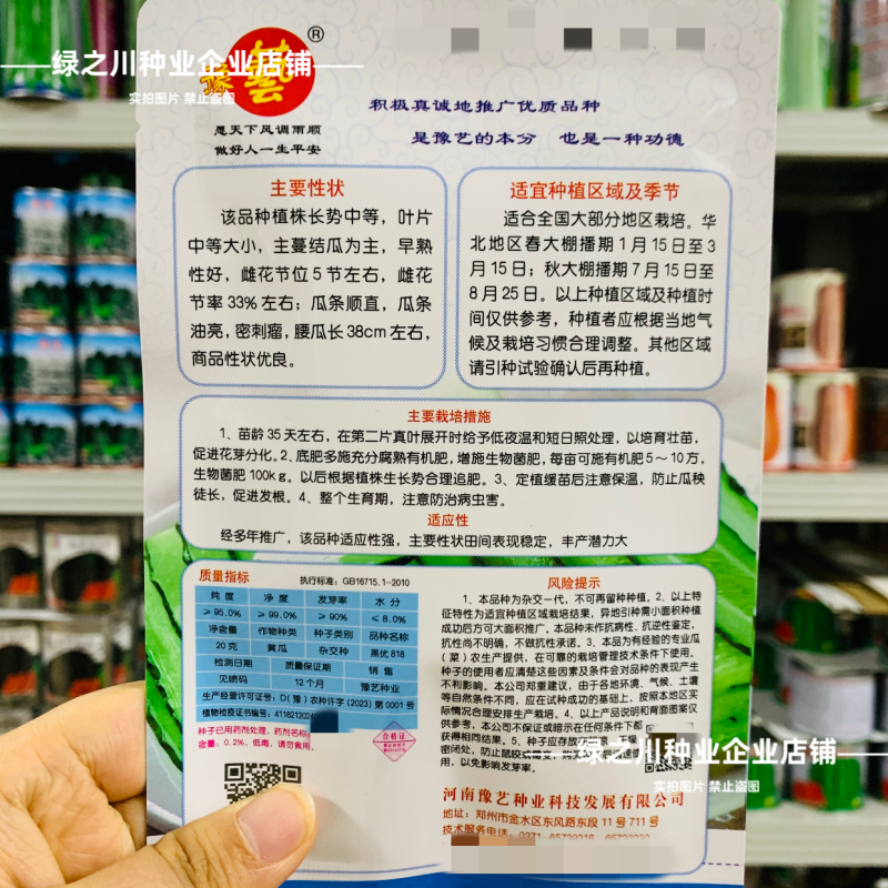黑优黄瓜种子豫艺黑优818黄瓜种子油亮绿心绿肉密刺青瓜种
