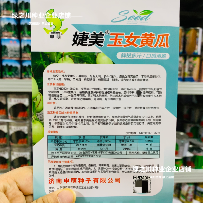 婕美玉女黄瓜种子山东迷你小黄瓜种子光滑无刺蔬菜水果生吃